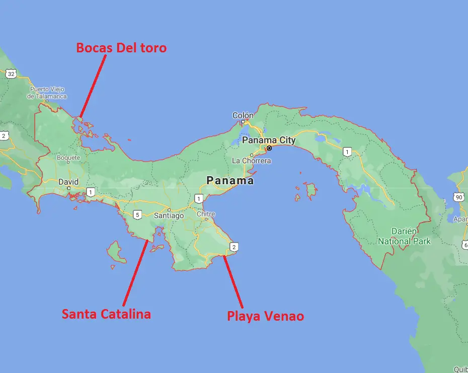 panama surf spots map