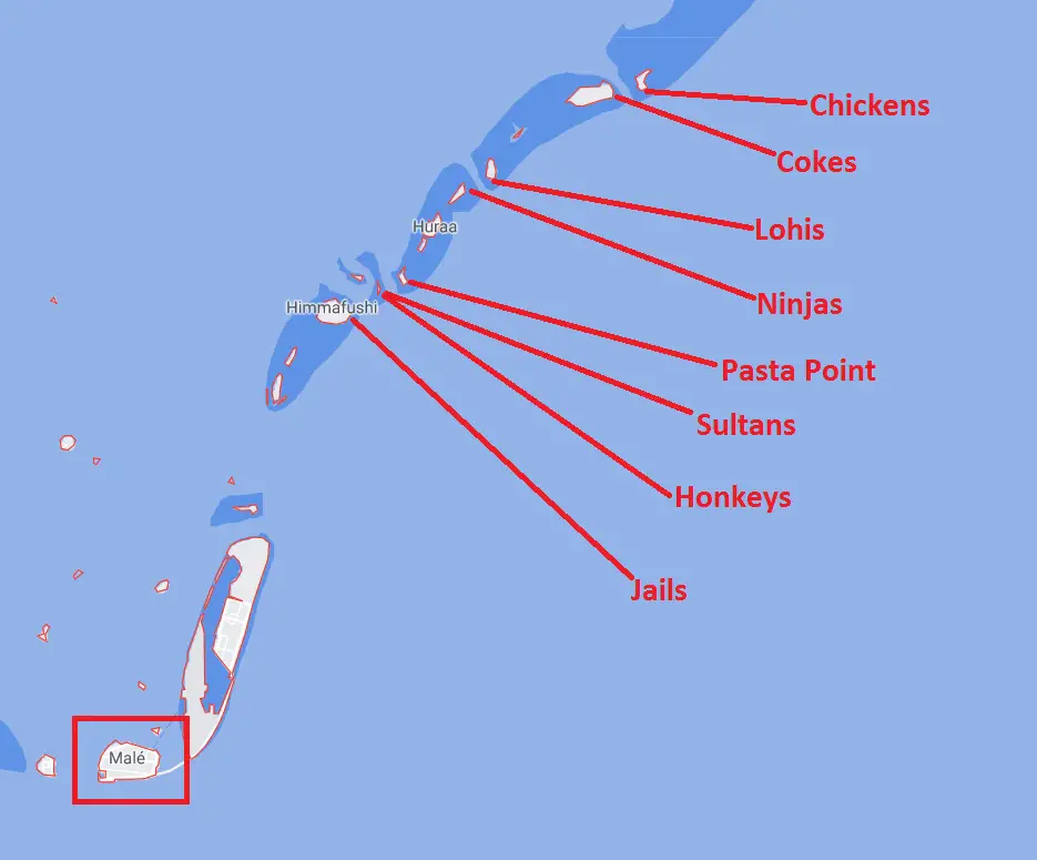 Maldives Surf Spots Map
