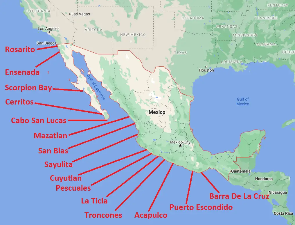 Mexico Surf Spots Map