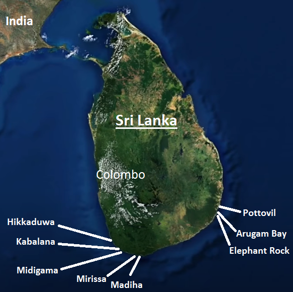 sri lanka surf spots map