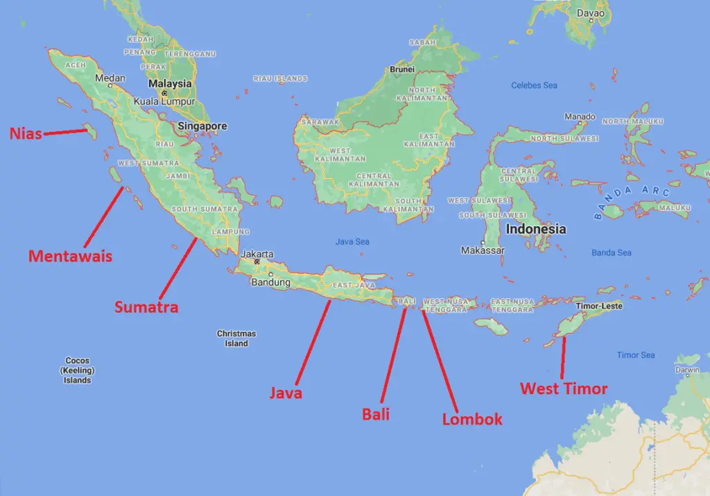 Indonesia Surf Spots Map