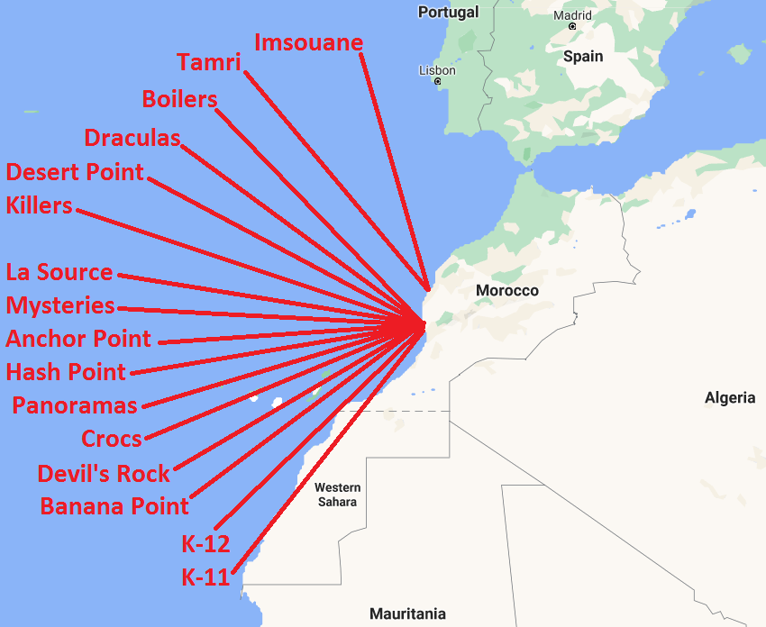 Morocco Surf Spots Map