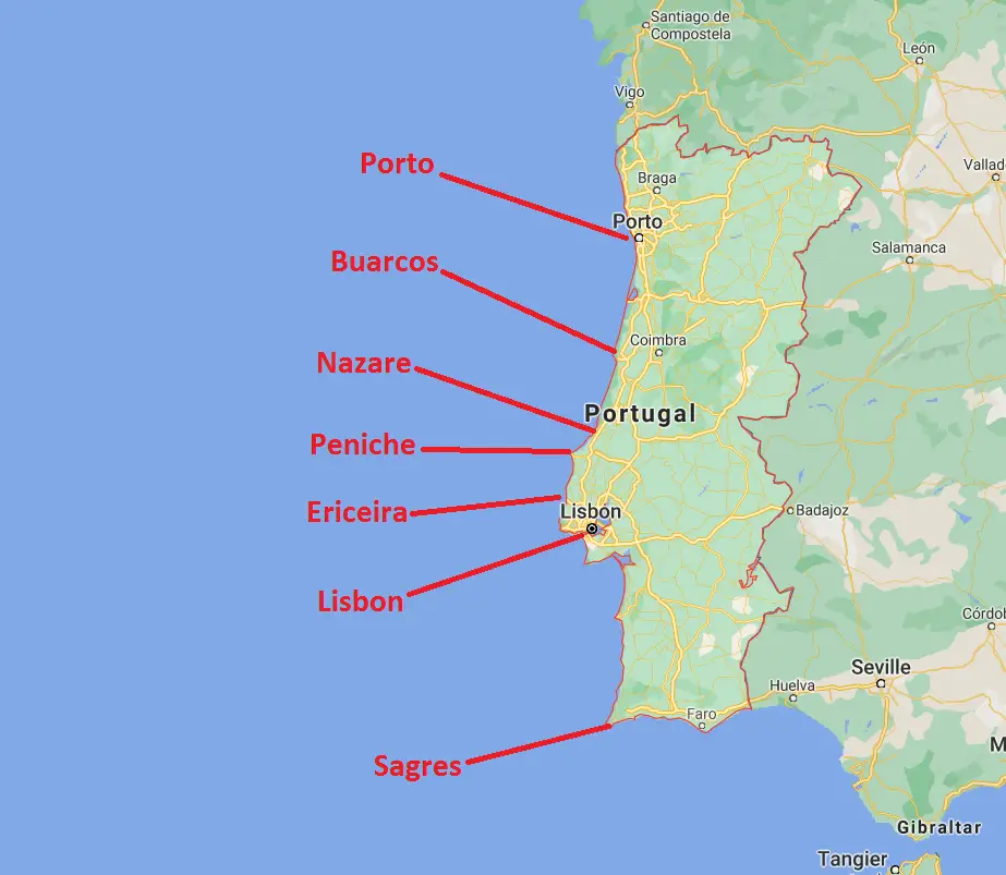 Portugal Surf Spots Map