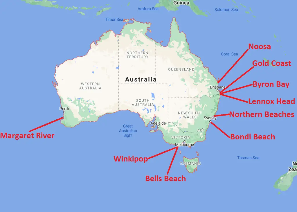 Australia Surf Spots Map