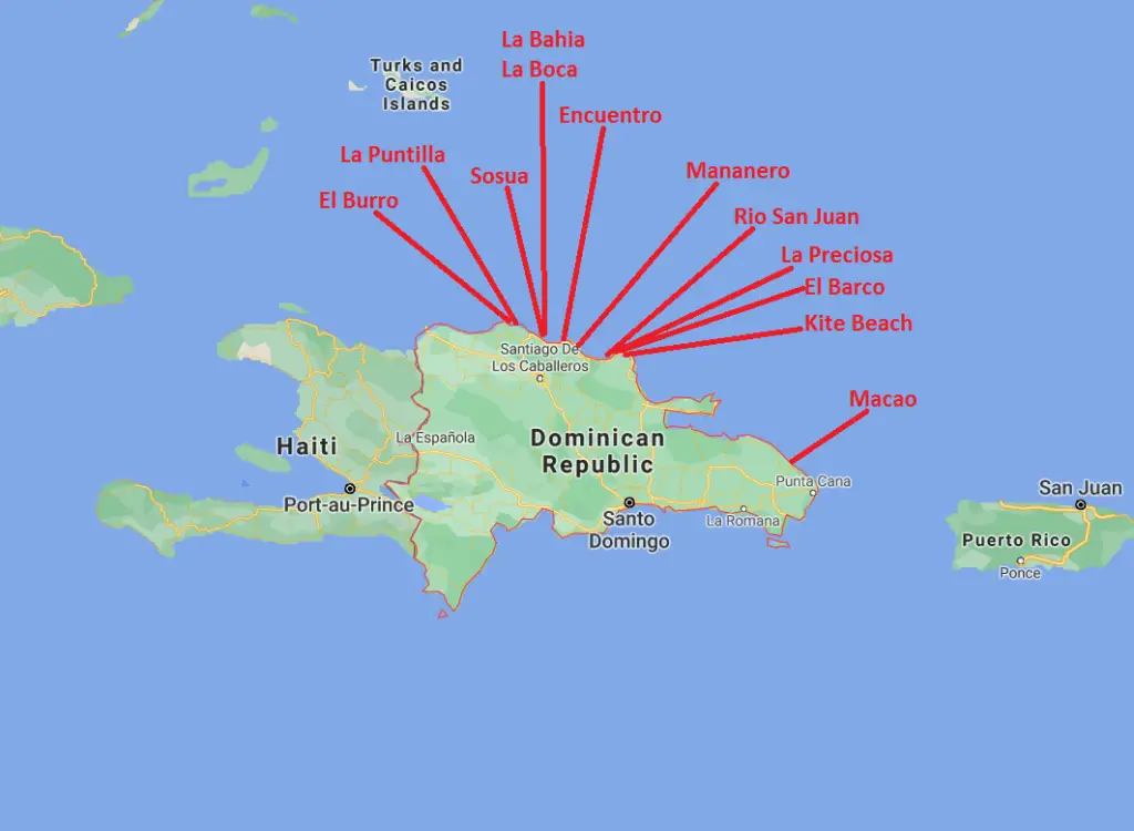 Dominican Republic Surf Spots Map