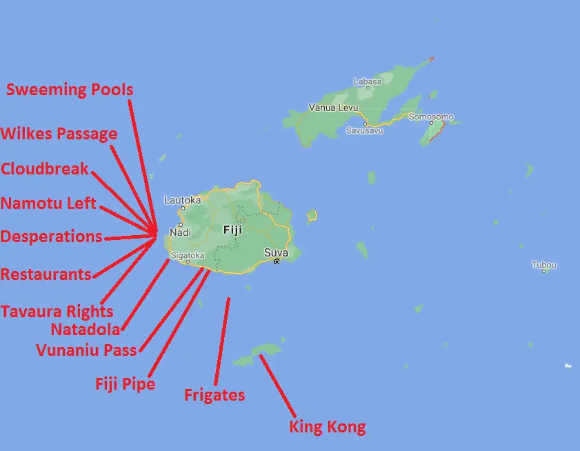 Fiji Surf Spots Map