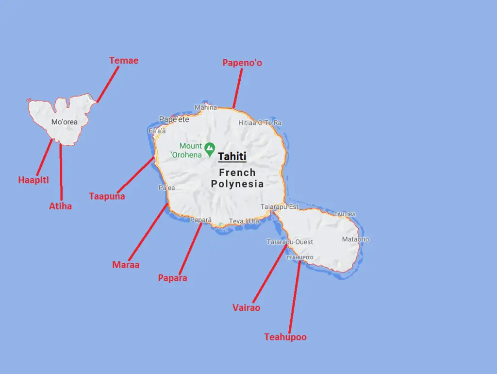 Tahiti Surf Spots Map