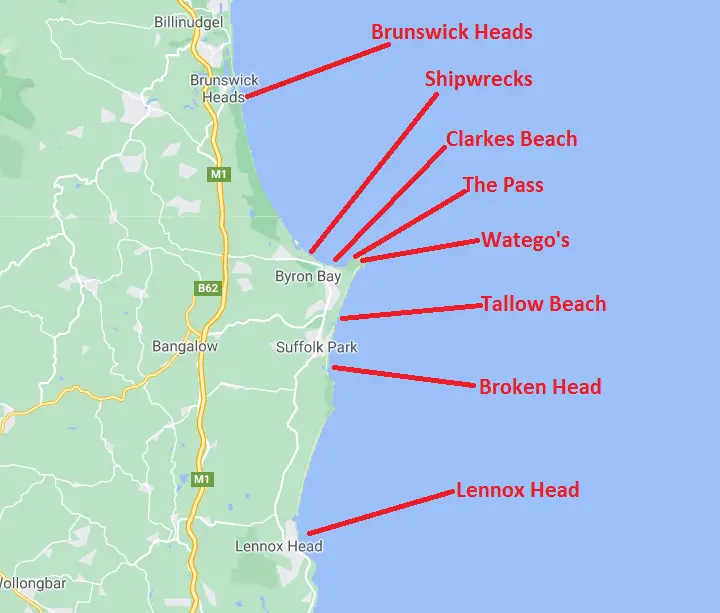 Byron Bay Surf Spots Map