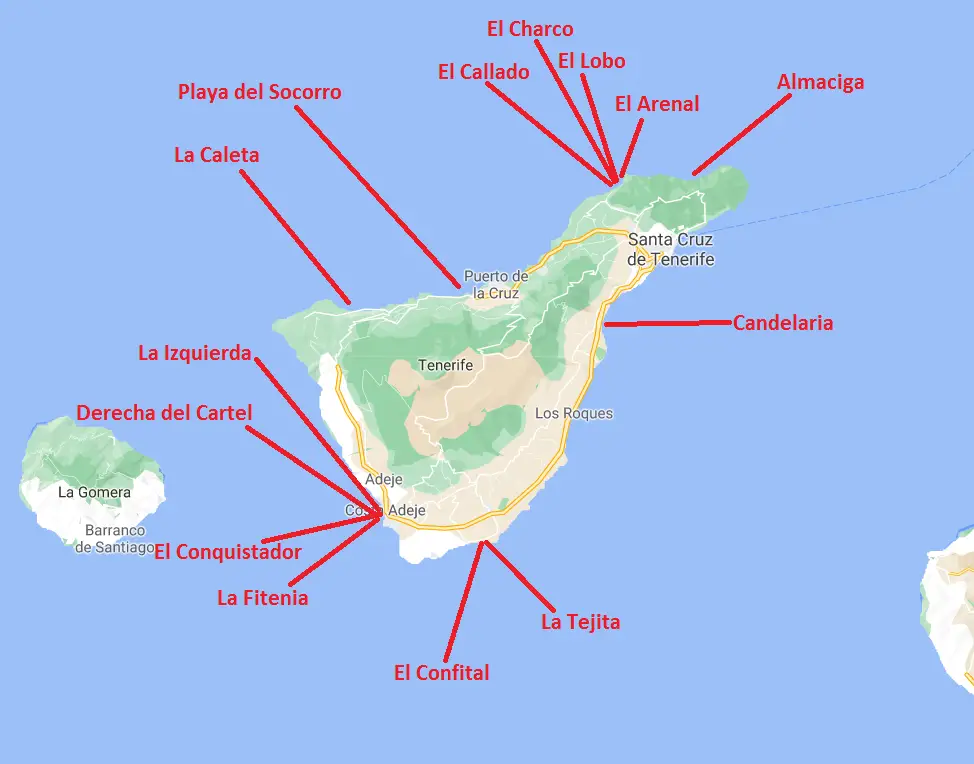 Tenerife Surf Spots Map