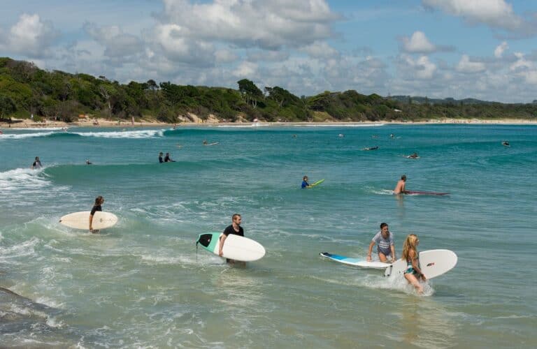 Beginners Surf at Byron Bay, Australia