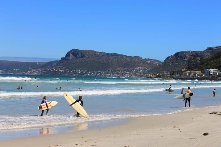 Surfers in Muizenberg, Cape Town