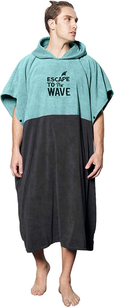 Vulken Extra Large Teal Blue Thick Hooded Beach Towel Changing Robe