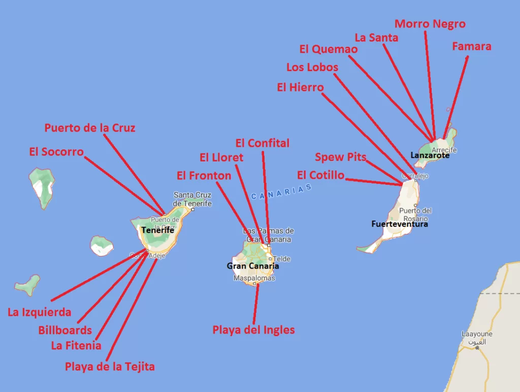Canary Islands Surf Spots Map